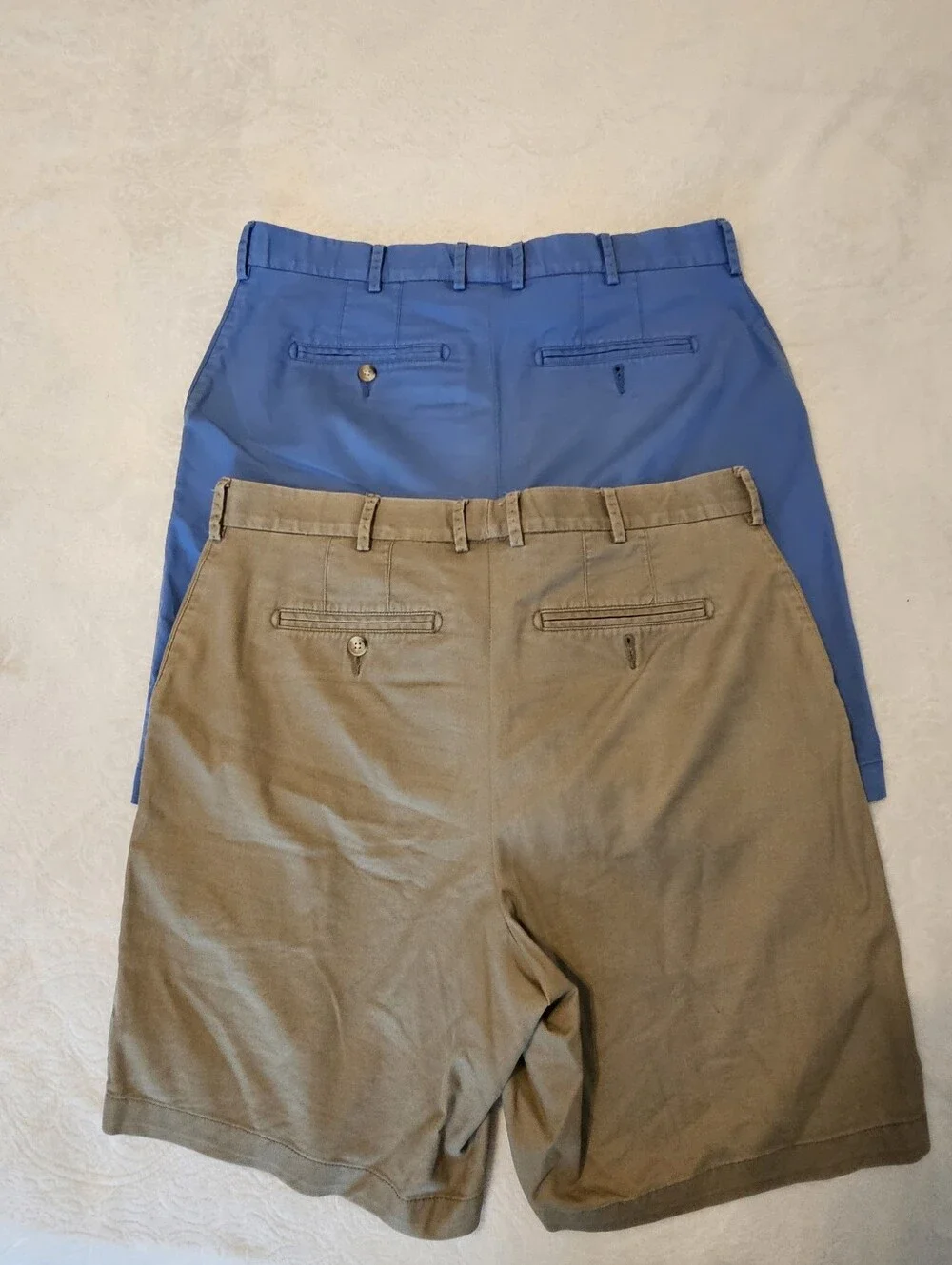 Lot of 2 Peter Millar Men’s Flat Front Chino Golf Shorts Size 36 Tan & Blue euc